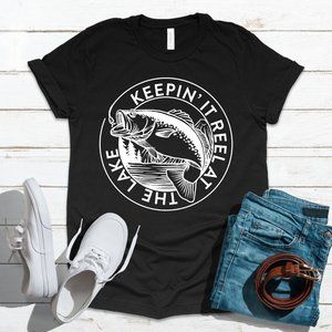 Bass Keeping It Reel At The Lake T-shirt Unisex Sizes 2XL-4XL